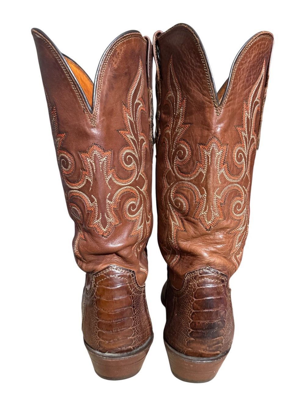 Lucchese 1883 Women's Ostrich Leg Cowboy Boots N4064 54 Brown Size 9B Exotic - Picture 12 of 15